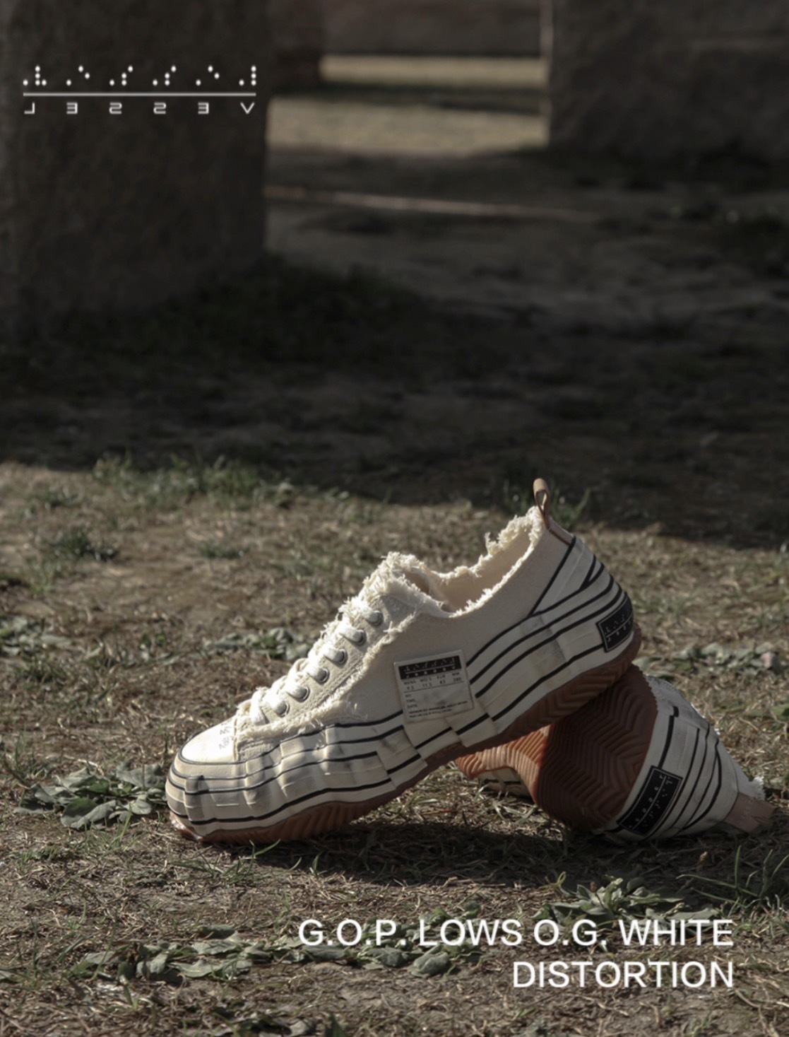 xVESSEL G.O.P. Lows O.G. White Distortion 波浪 溶解 做舊 硫化解構鞋 帆布鞋