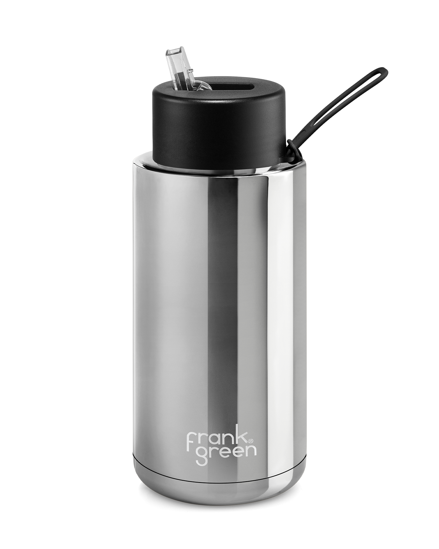 Chrome Silver Ceramic Reusable Bottle - Midnight - 34oz / 1,000ml | FRANK GREEN