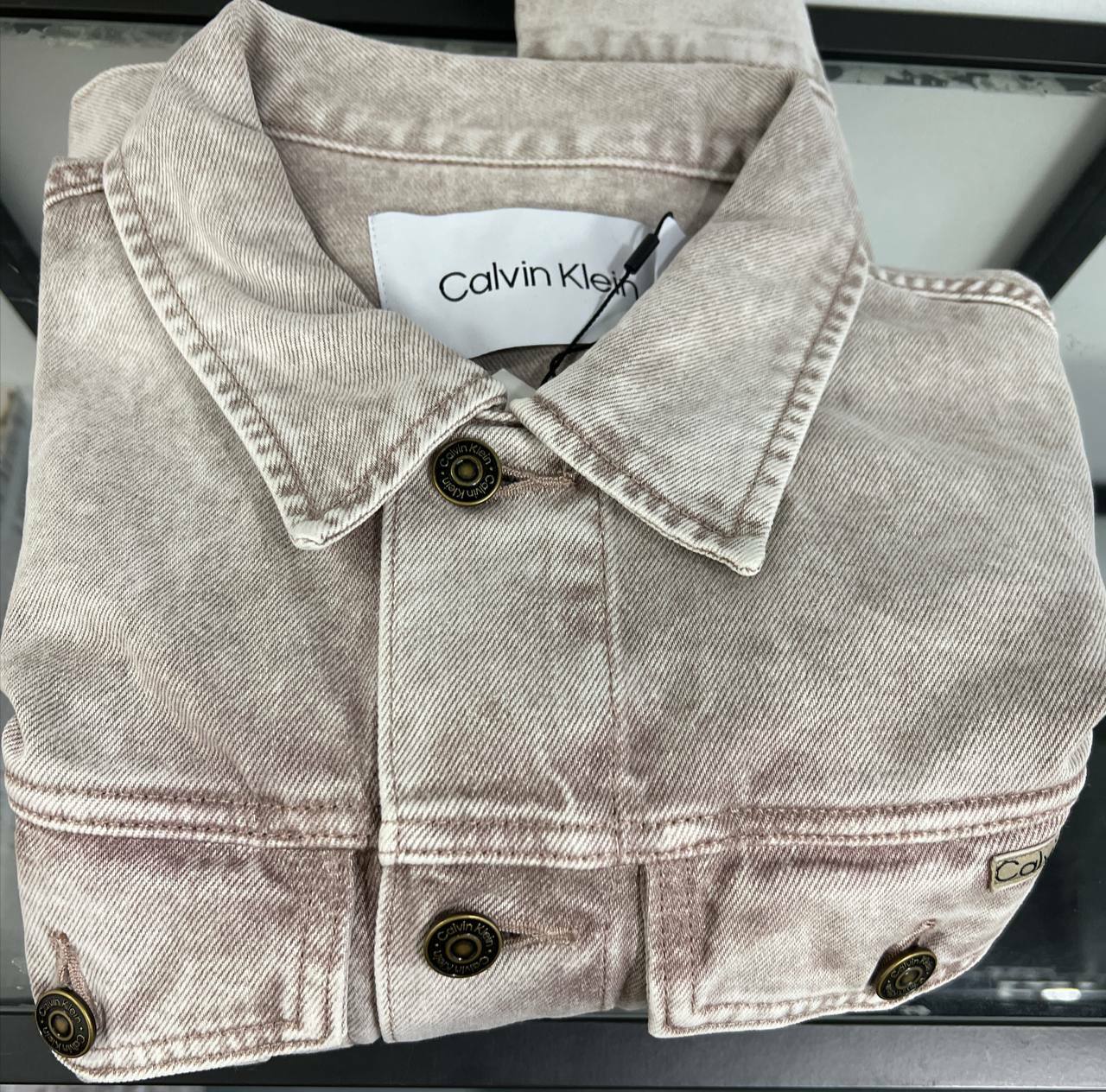 [S] CALVIN KLEIN DENIM JACKET,LIGHT BROWN , SP40580845-40WP186630 (SCK237)