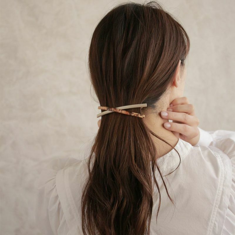琥珀大交叉髮夾