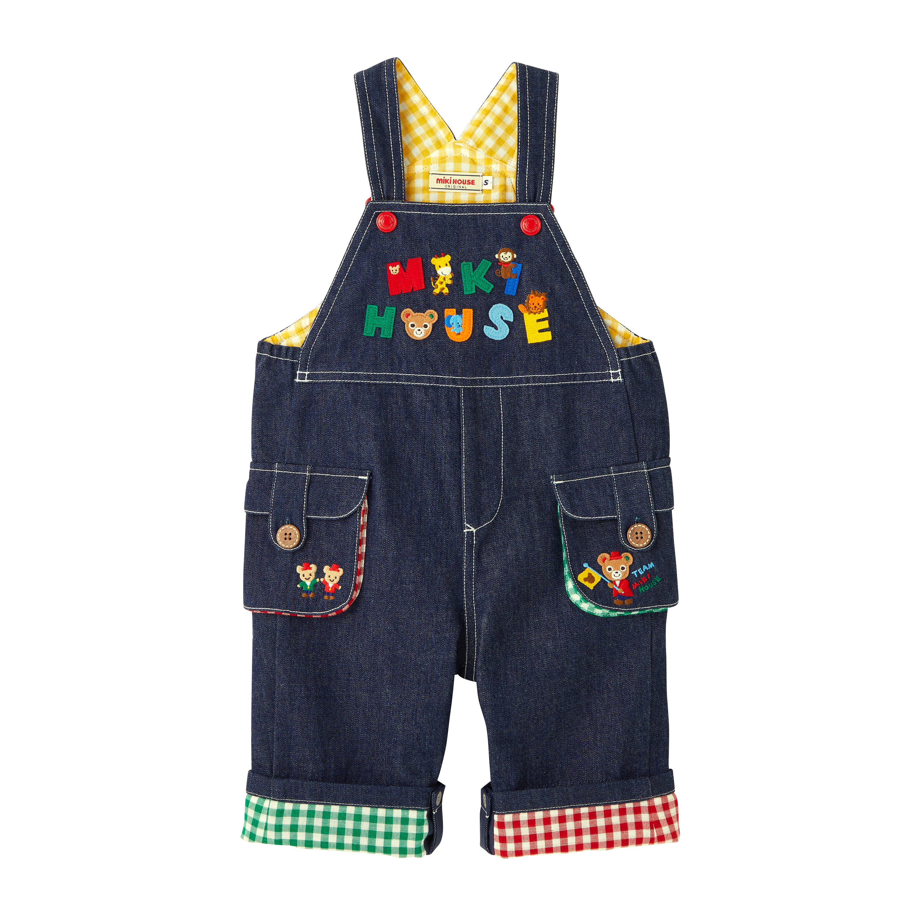 Miki House 彩色小熊吊帶褲子