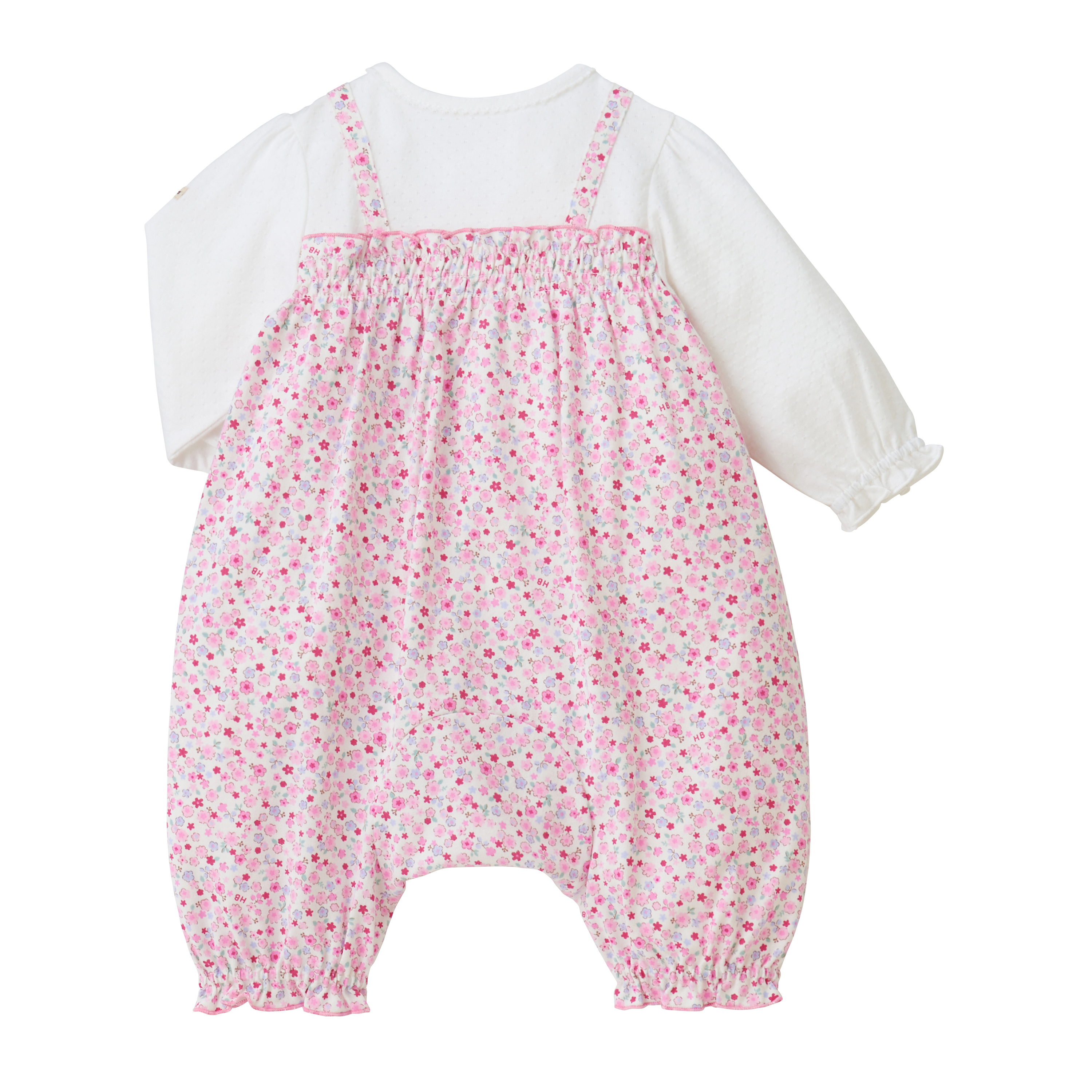 碎花假兩件連體服