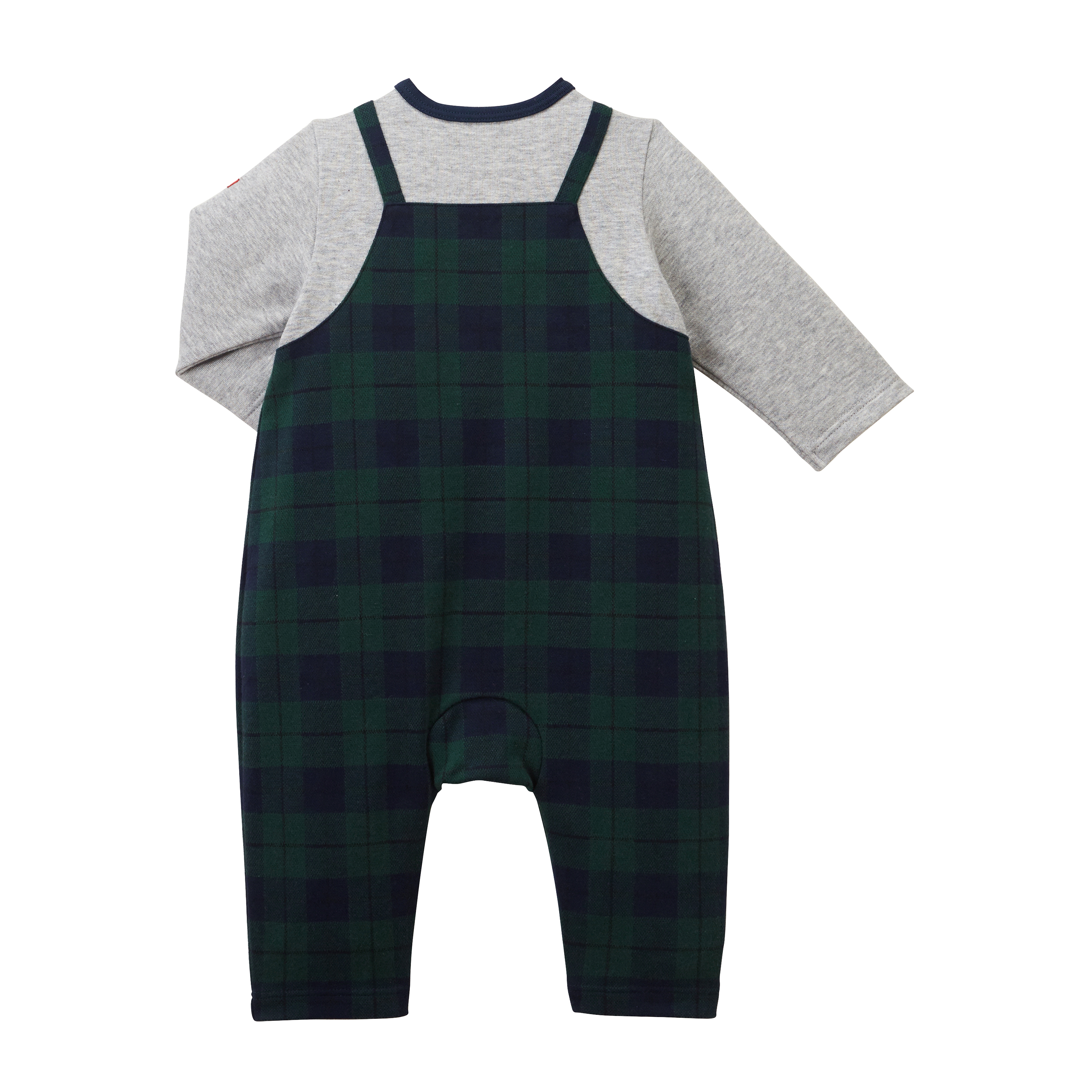 小熊格子假兩件連體服