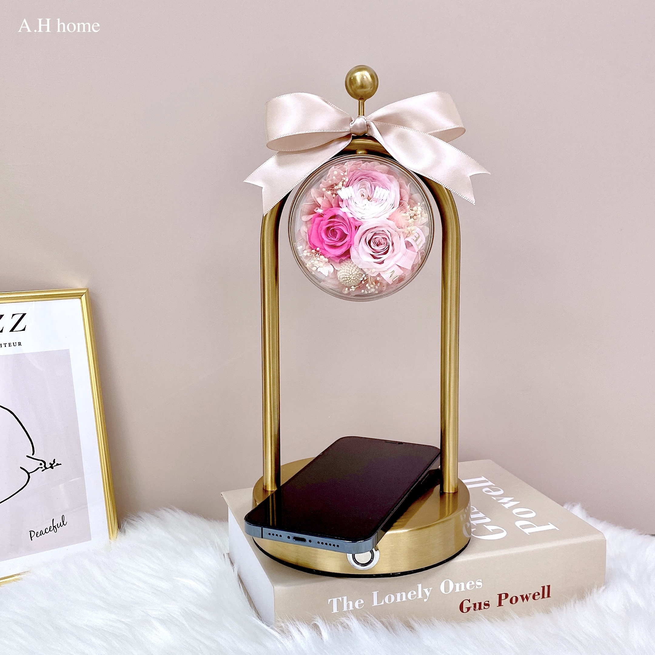 【ＡＨ804】ins永生花手機無線充電夜燈（經典款）