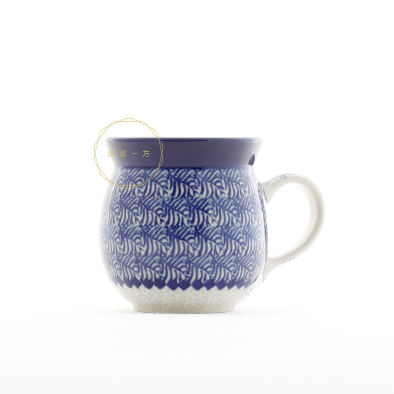 胖胖杯-小 -250ml-藍白的蕨類-A