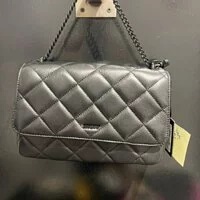 [S] DKNY R933BE97 LARA LARGE QUILTED SHOULDER BAG,BLACK/BLACK, 755406790658 (SD308)