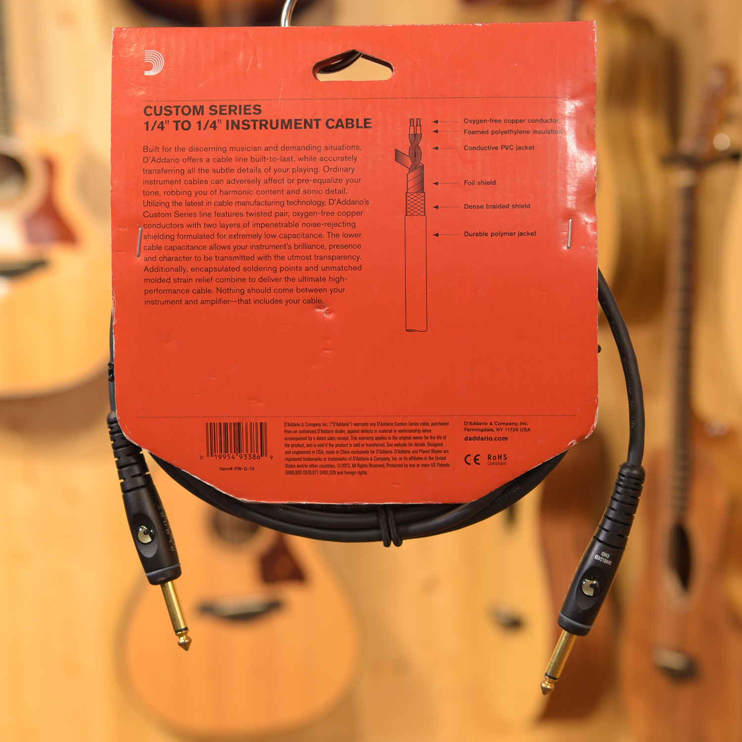 美國 Planet Waves PW-G Custom 導線 雙直頭 Custom  10呎/15呎//20呎