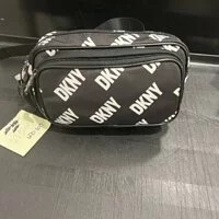 [S] DKNY V3210105 ALL OVER LOGO BELT BAG,BLACK/WHITE, 755405777124 (SD318)