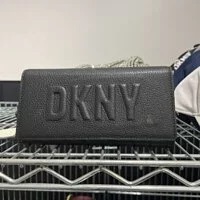 [S] DKNY KZH12170 CONTINENTAL WALLET RAISED LOGO,BLACK, 755405736558 (SD319)