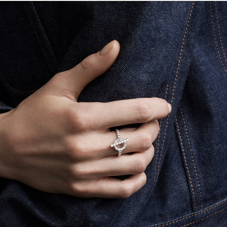 全新HERMES 小Q戒指54碼 18K白金 鑽石 H219610B #BRAND NEW #香榭站正品