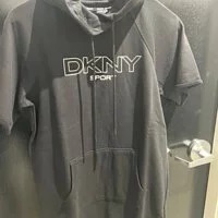 [S] DKNY OUTLINE LOGO HOODED SNEAKER DRESS,BLACK, DP1D4601-BLK (SD332)