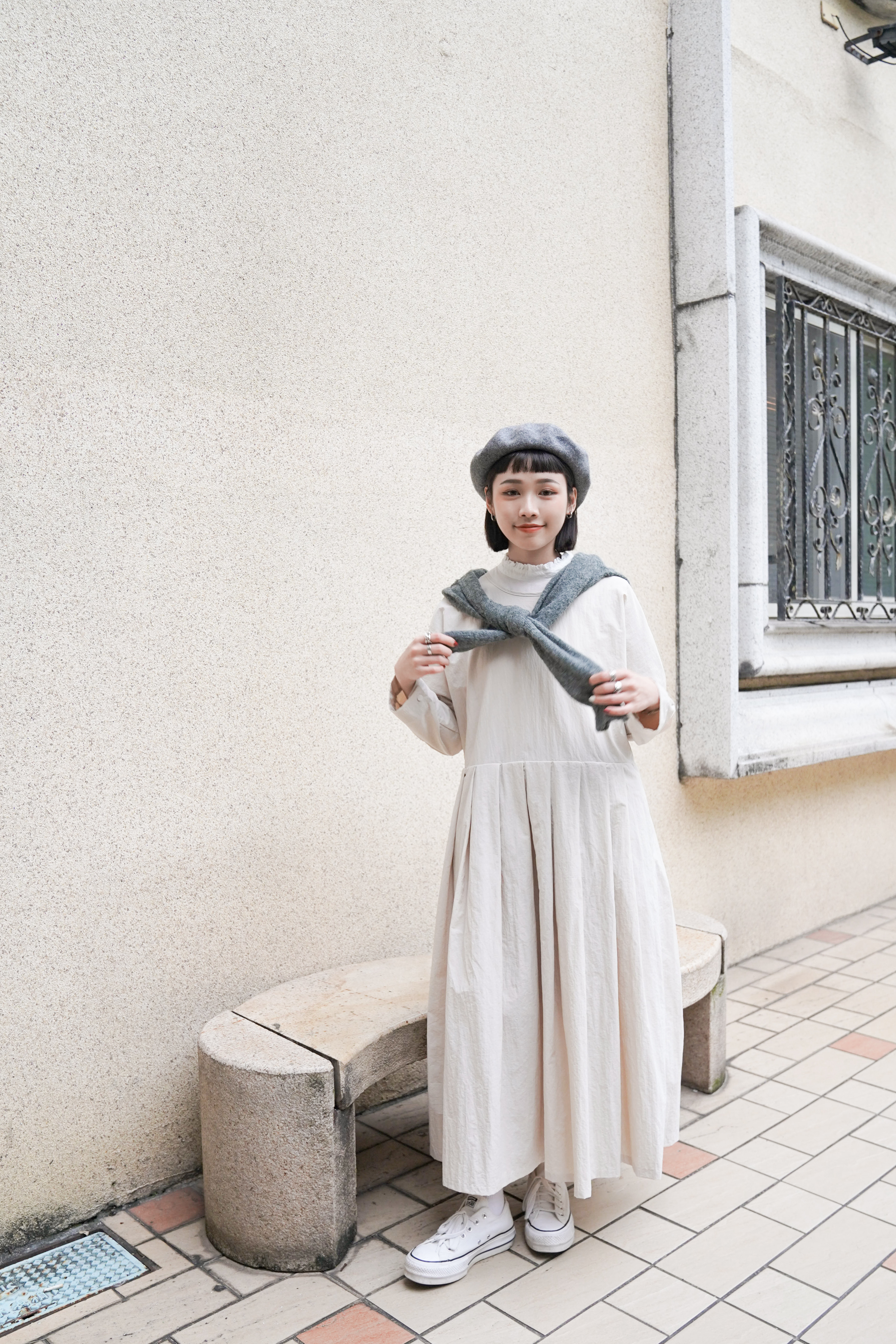 素色索索百摺腰op