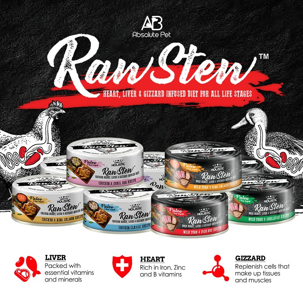 Absolute Holistic RawStew 雞+飛魚子主食罐 80g (貓狗適用）