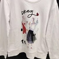 [S] DKNY CONVERSATIONAL SWEATSHIRT,WHITE, P2MZNB2R-WHITE (SD340)
