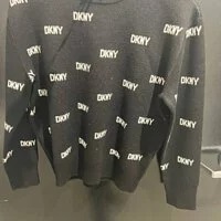 [S] DKNY ALLOVER LOGO SWEATER,BLACK/IVORY, P2MSBC47-BLK/IVO (SD359)