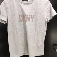 [S] DKNY GLITTER LOGO TEE,HEATHER GREY, P9BH9AHQ-HTHR GREY (SD380)