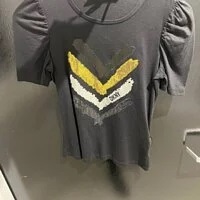 [S] DKNY PUFF SLEEVE CREWNECK TOP,BLACK MULTI, P2GHOOPU-BLK MULTI (SD382)