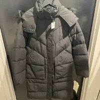 [S] DKNY LONG PUFFER WITH FAUX FUR HOOD,BLACK, DL2MPF16-BLK (SD395)