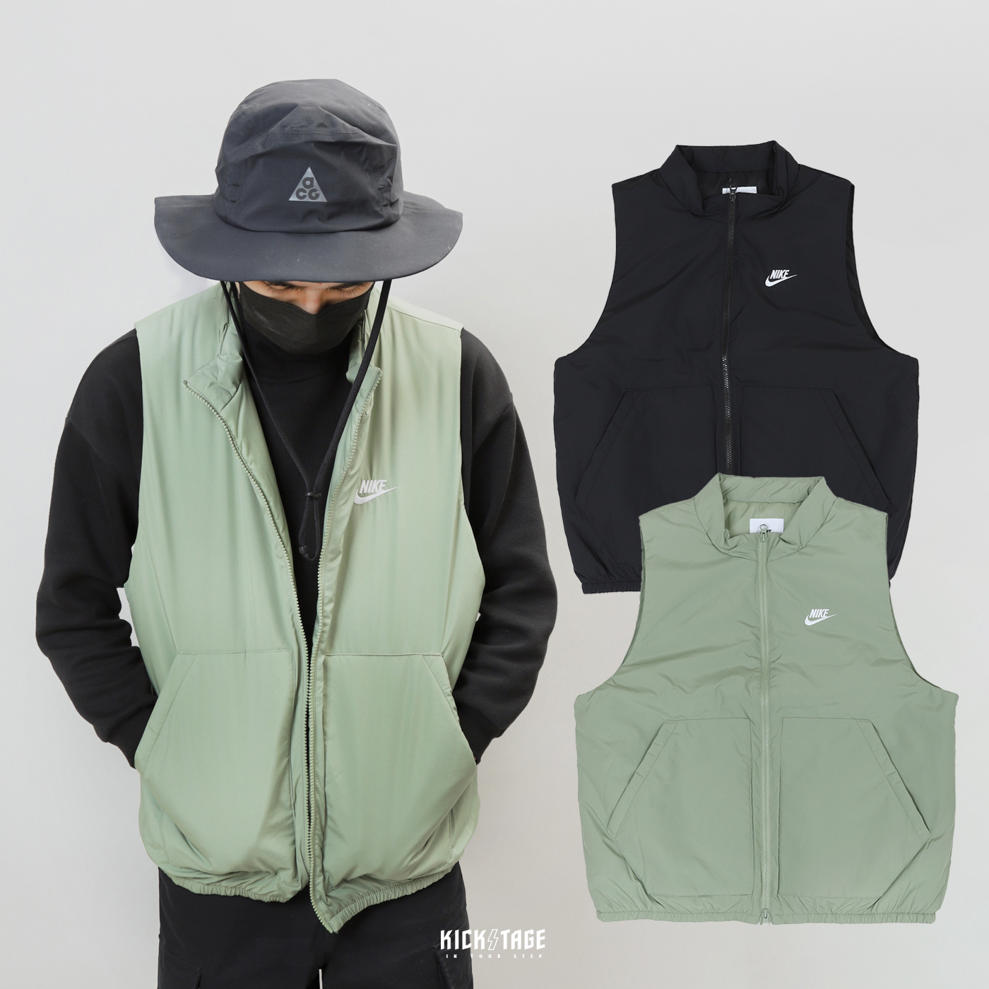 **特價商品售出不退換**男女款 NIKE CLUB WOVEN INSULATED 黑色 果綠 刺繡LOGO 雙向拉鍊 滑面 防潑水 保暖 鋪棉背心【DX0677-010】