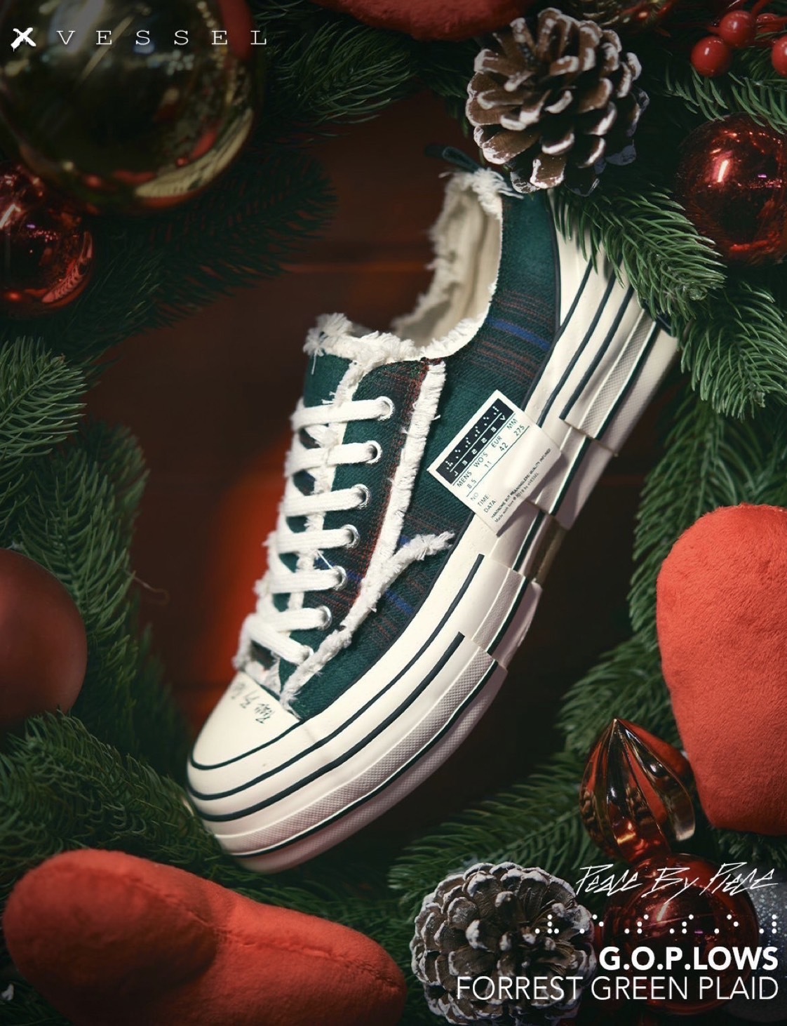 xVESSEL Forrest Green Plaid  綠色 格紋 解構鞋