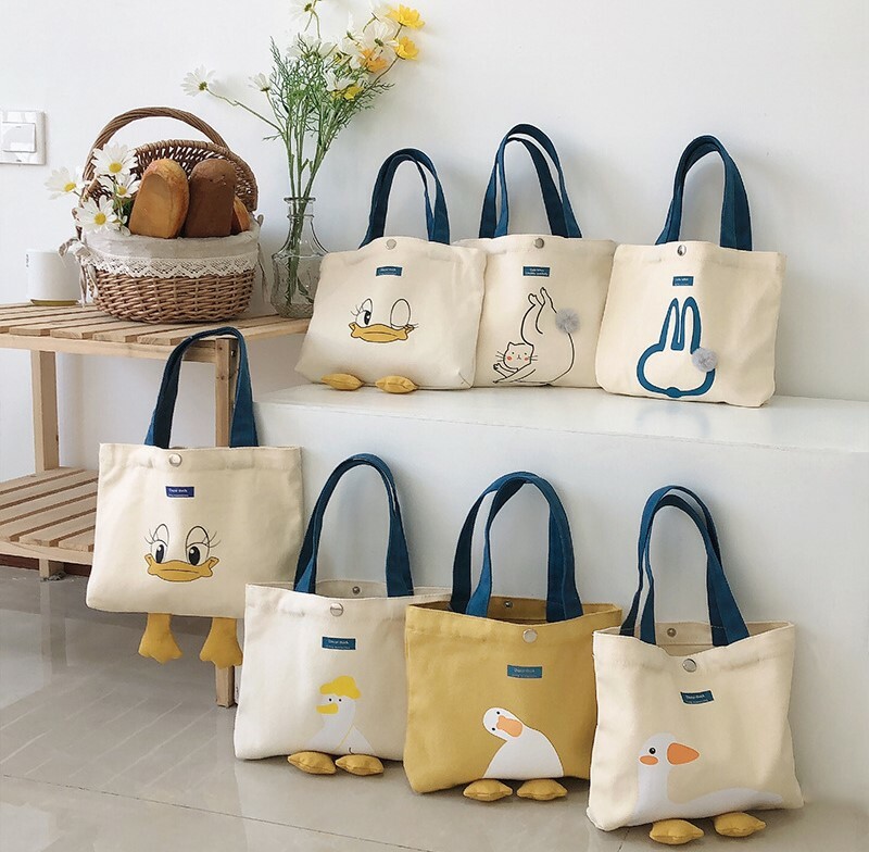 《1593》可愛萌小鴨帆布手提/側背包