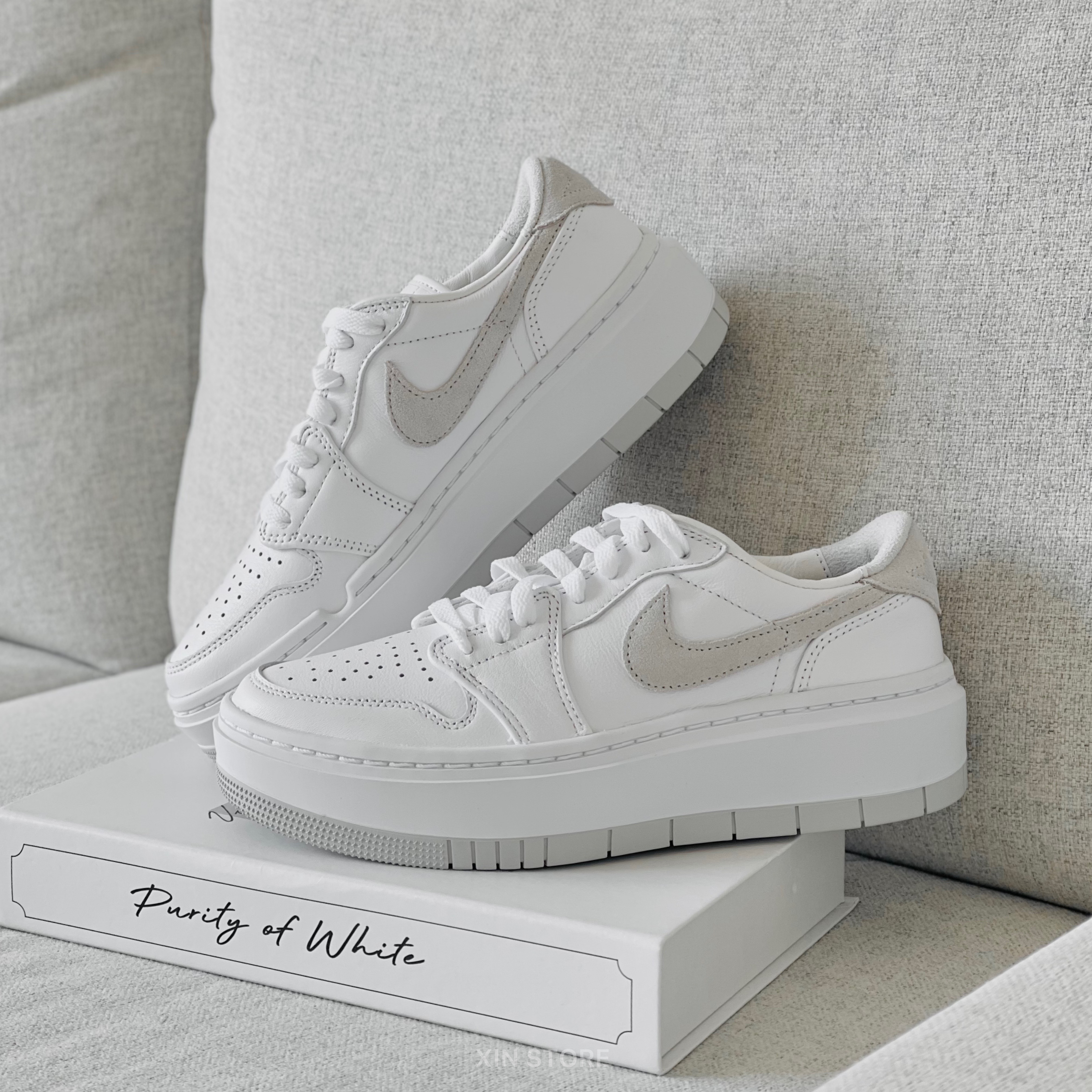 【現貨】Nike Air Jordan 1 Elevate SE 低筒 厚底 麂皮 白灰