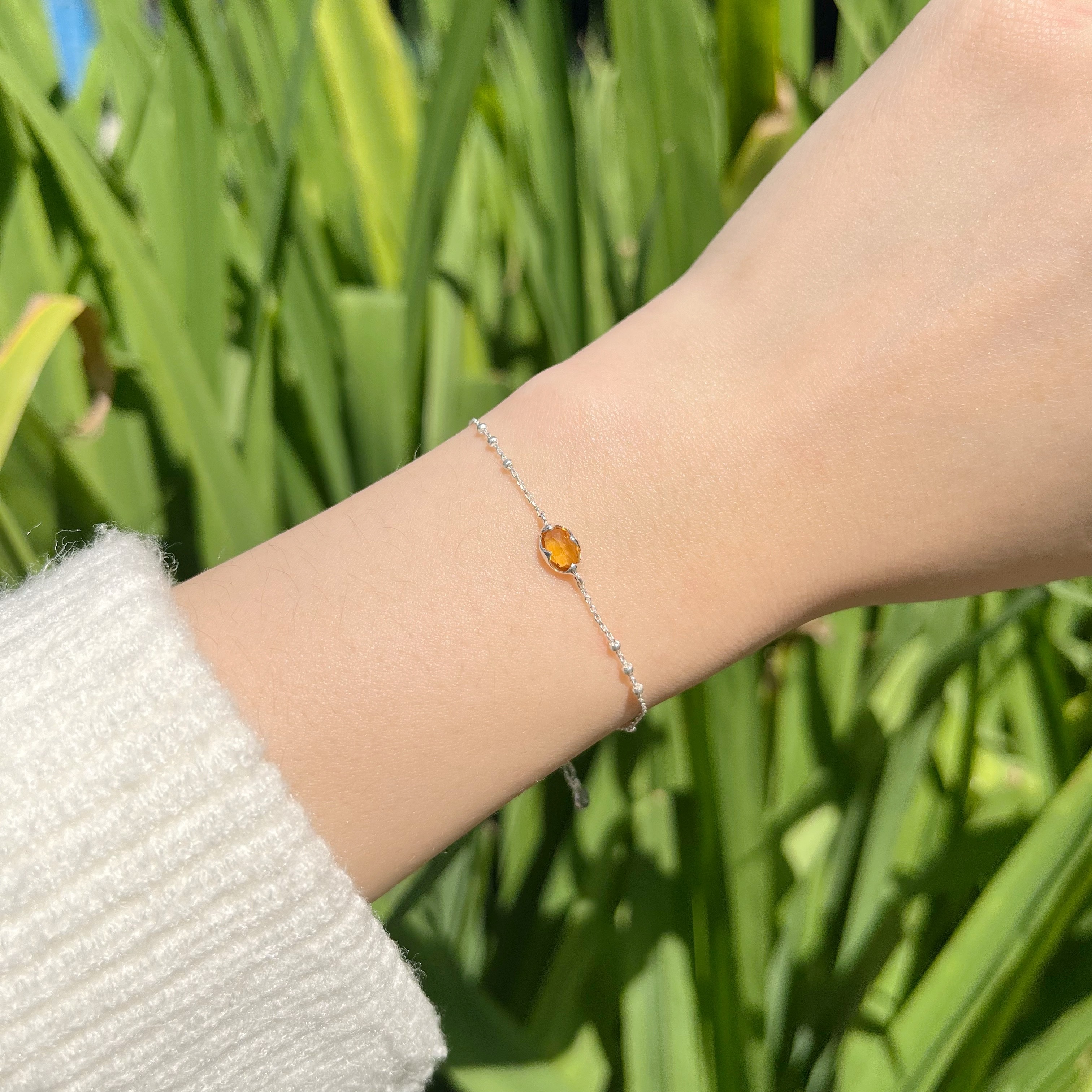 復古oval黃水晶triplets手鍊