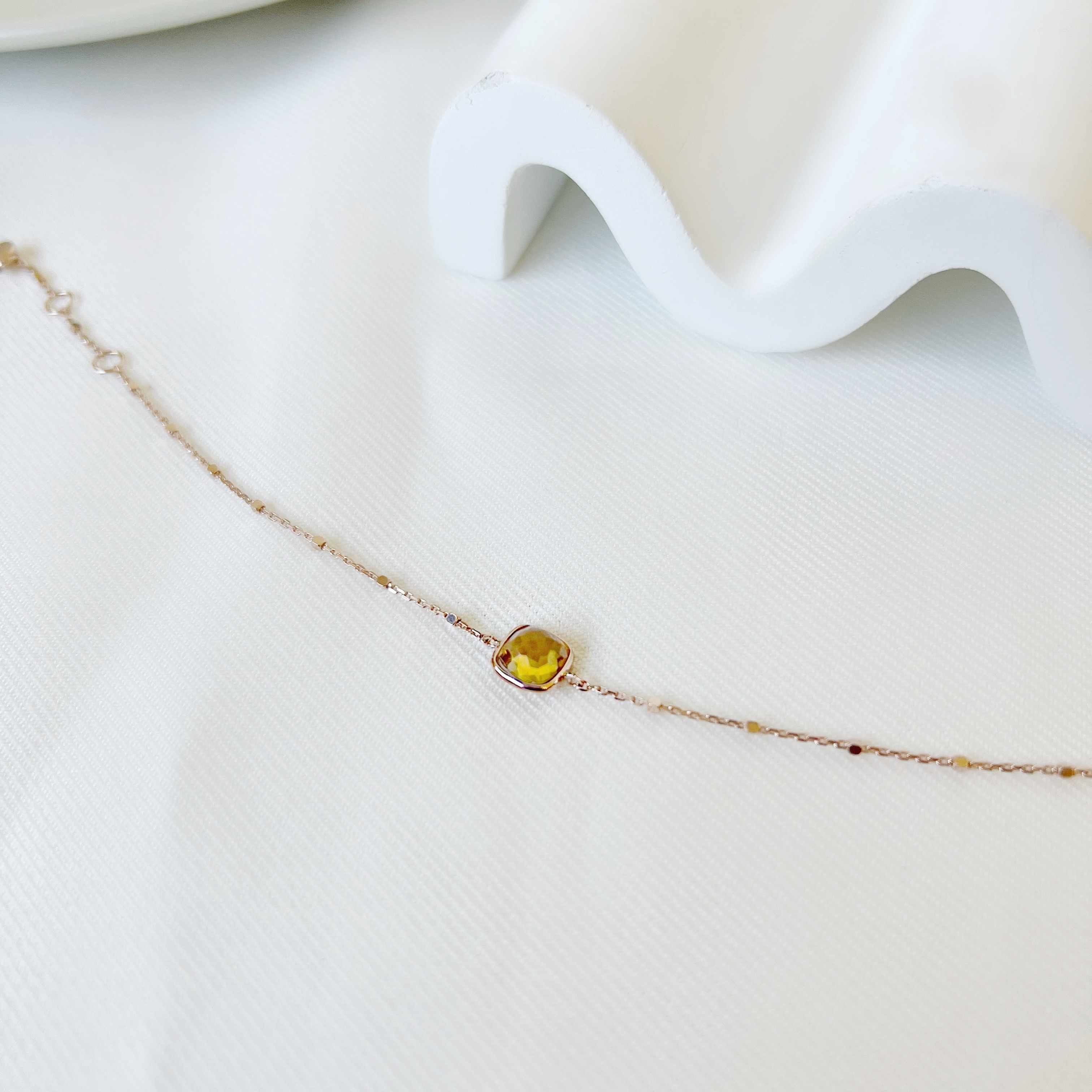 Cushion黃水晶方塊手鍊