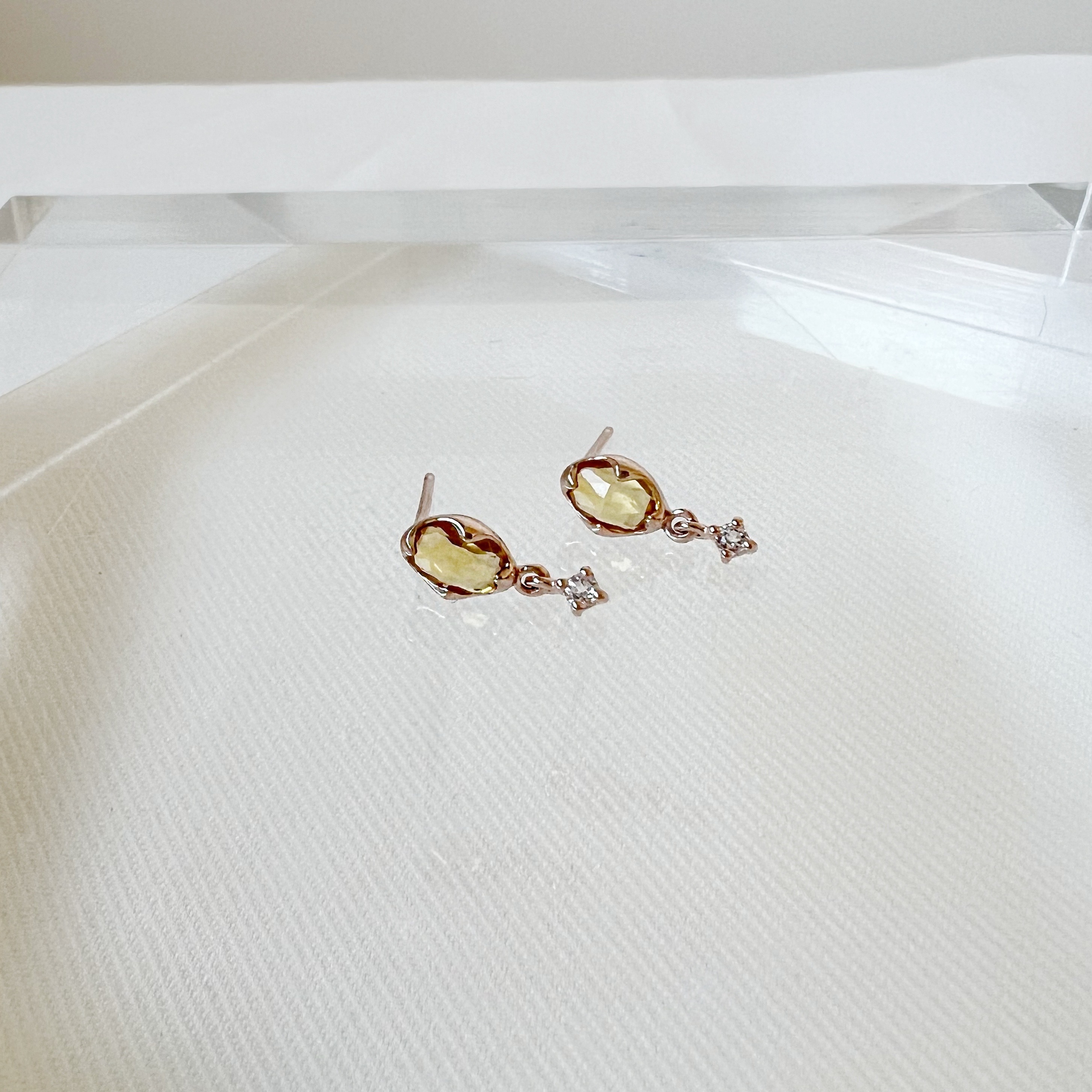 復古oval黃水晶耳環