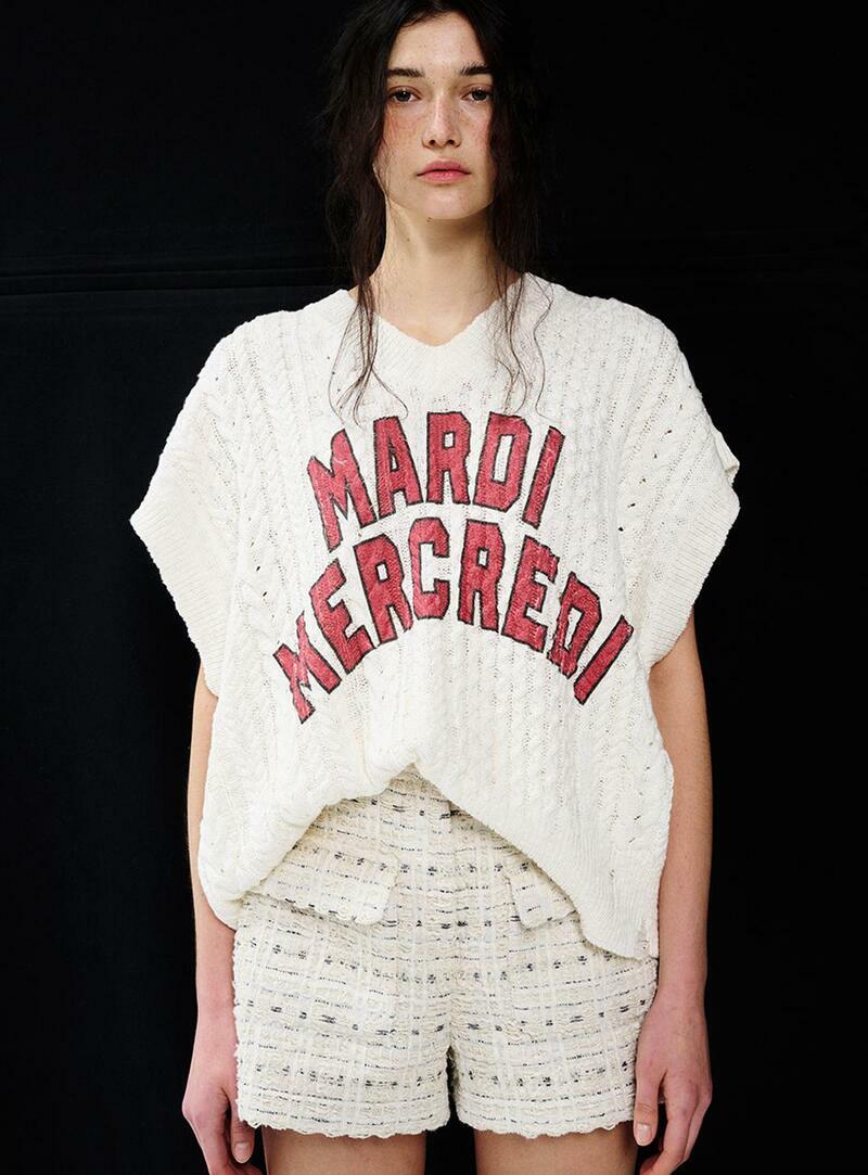 Mardi Mercredi COTTON CABLE VEST LOGO