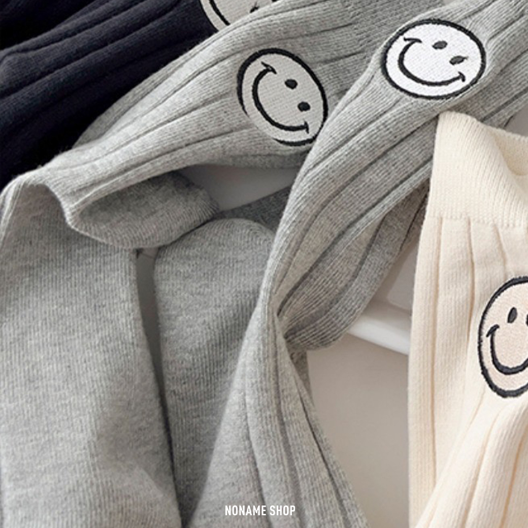OH!NI INS風 日系 刺繡 笑臉 中筒襪 襪子 三色