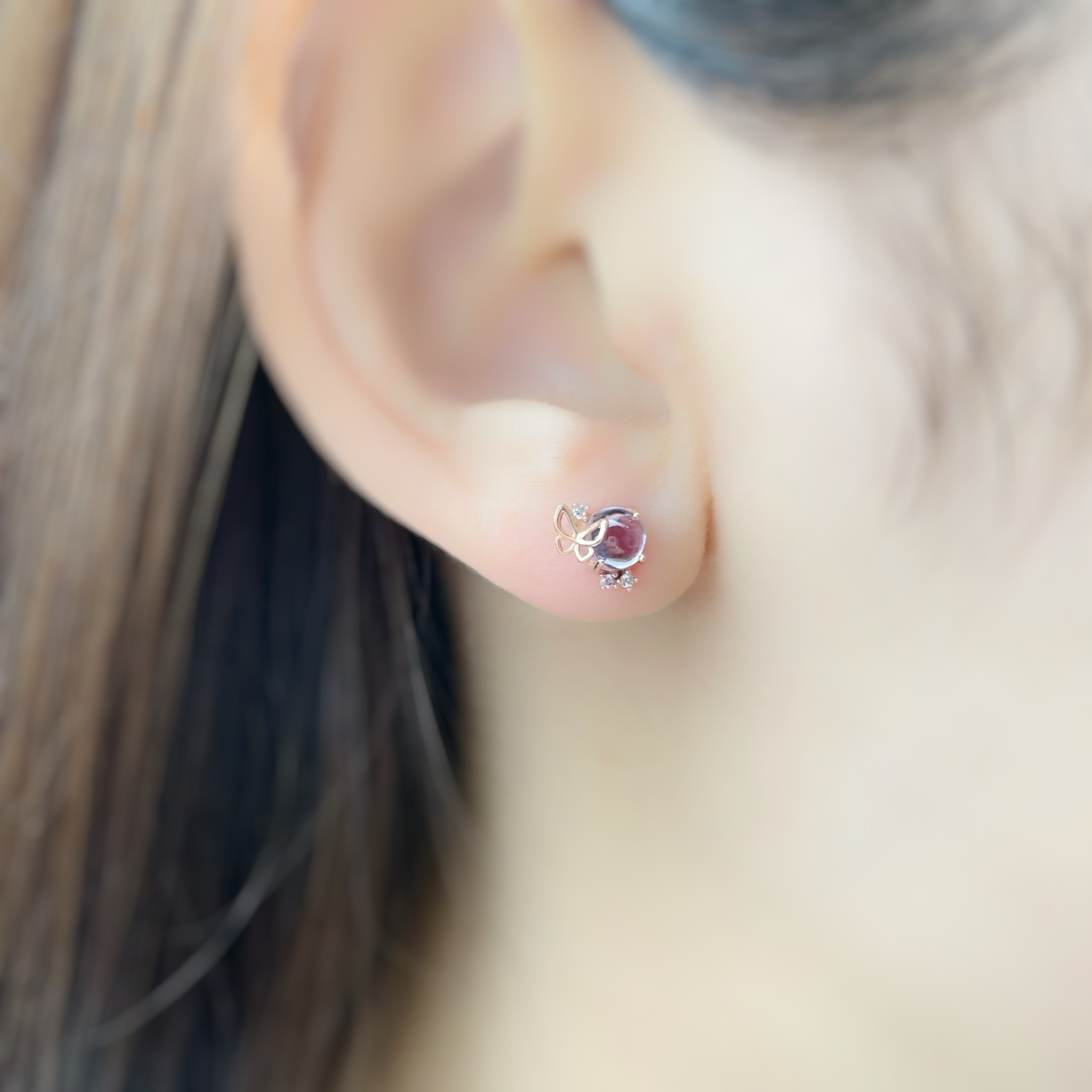 | 925 Silver・ White Gold・Rose Gold | Little Butterfly And Bubble（Silver / Rose Gold） | EA0608