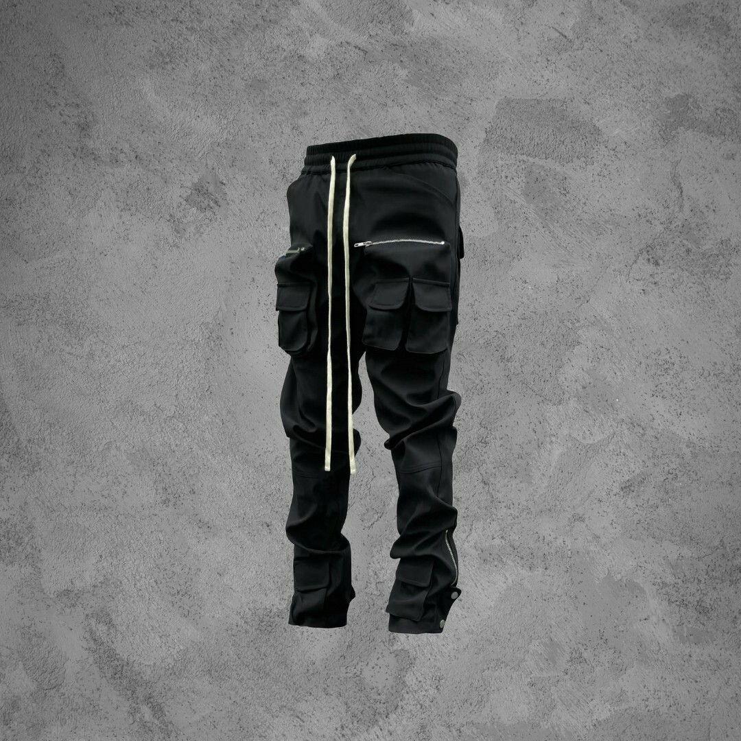 代理品牌 skpn 複合尼龍工裝抽繩排釦長褲 Vibe 側拉鍊