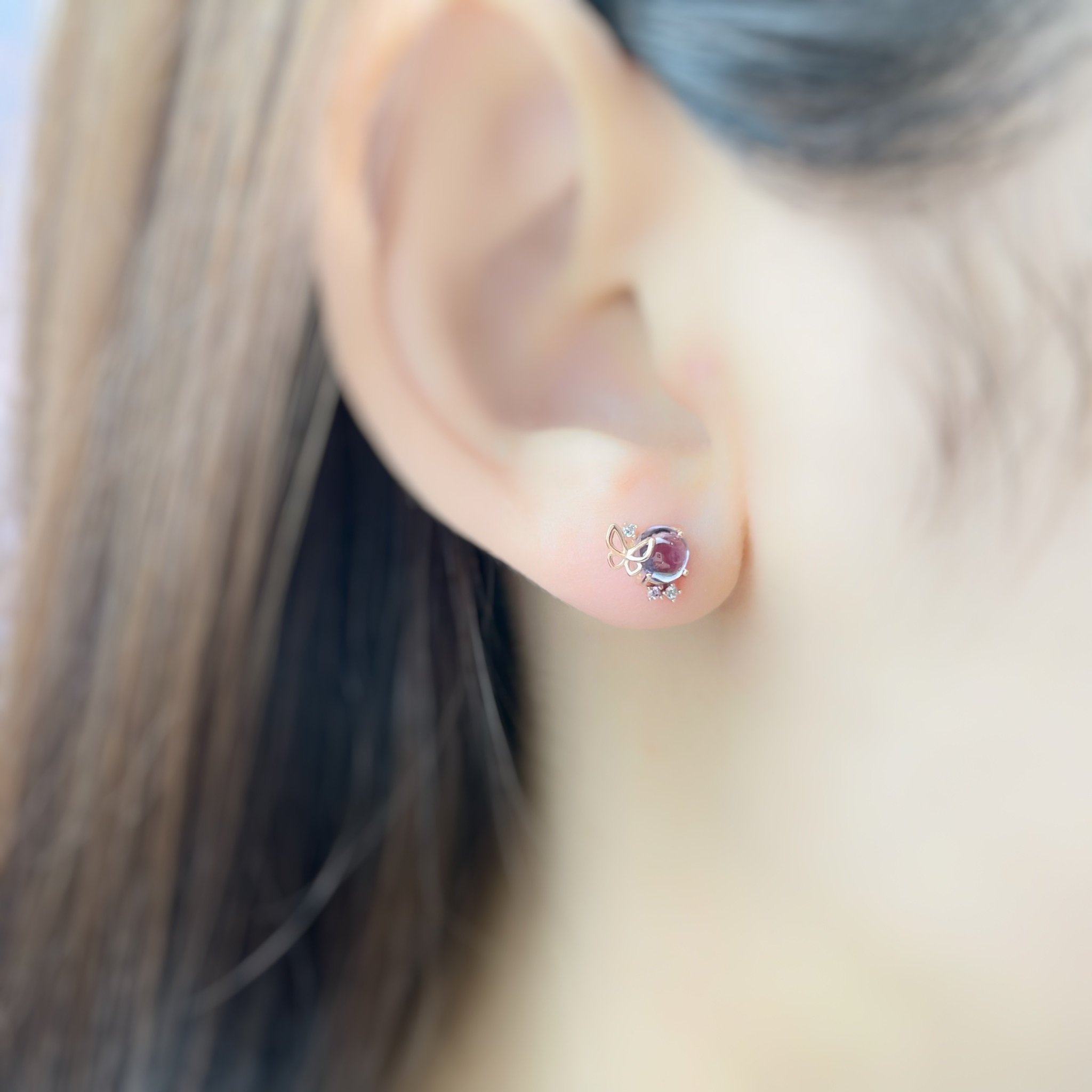 | 925 Silver・ White Gold・Rose Gold | Little Butterfly And Bubble（Silver / Rose Gold） | EA0608