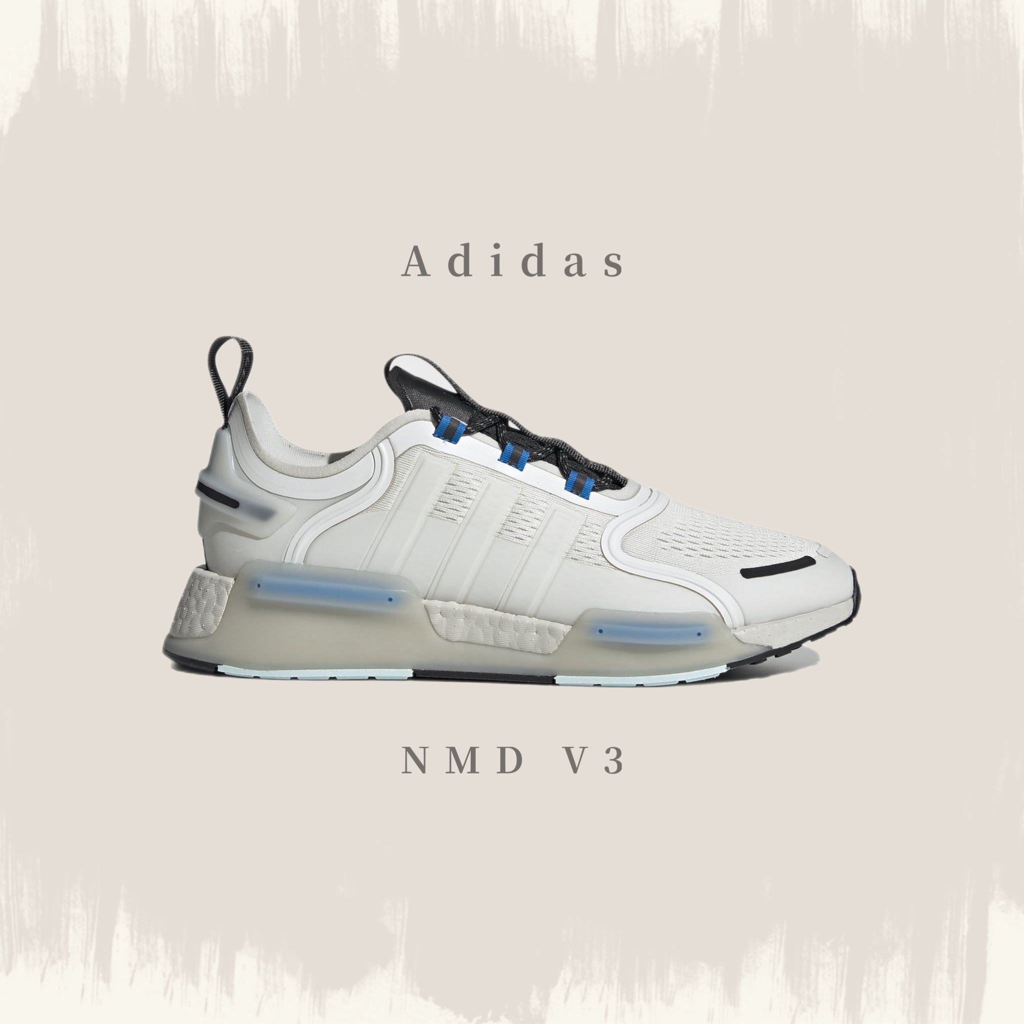 ADIDAS NMD V3 男鞋白黑藍經典BOOST 緩震GX2086