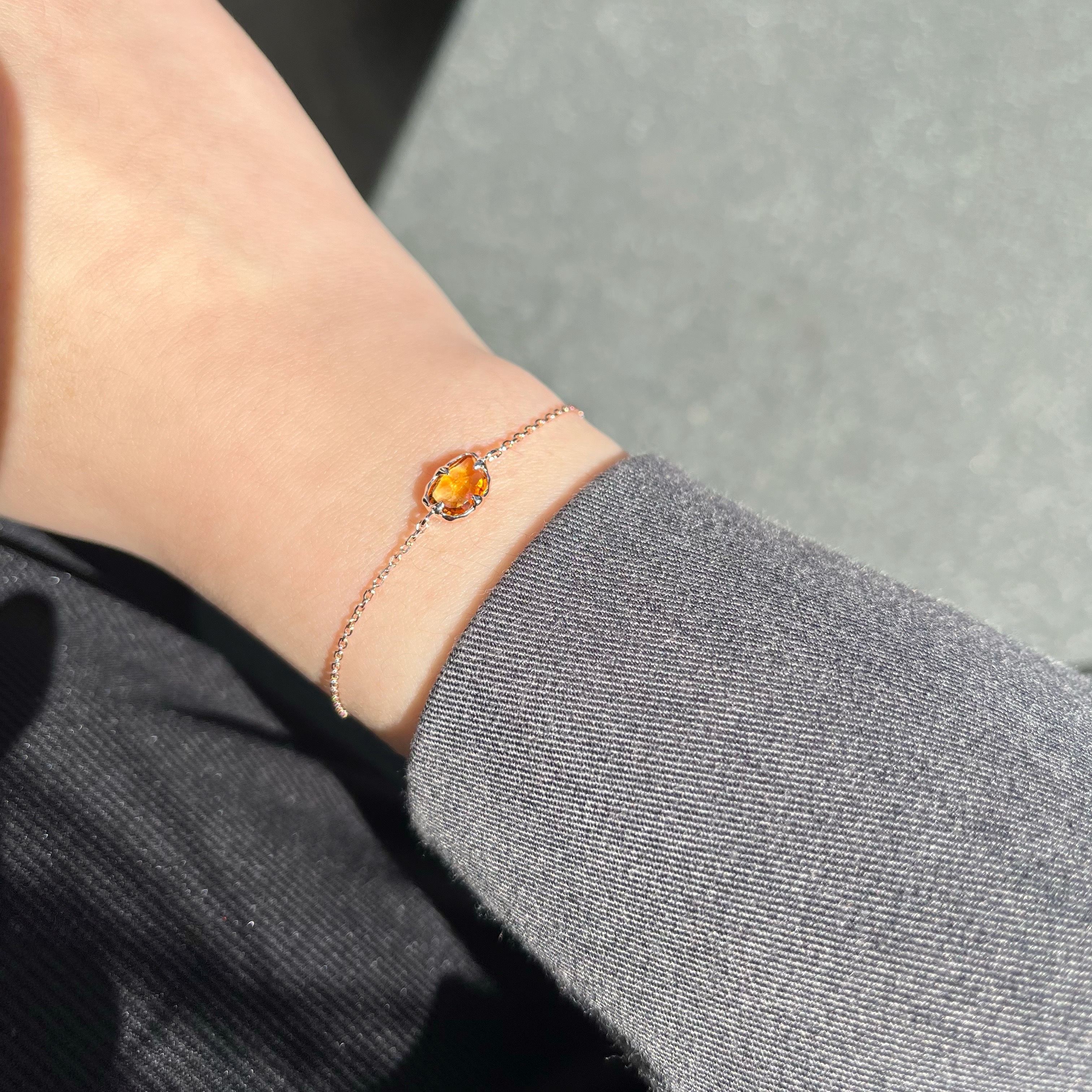 不規則爪鑲黃水晶手鍊