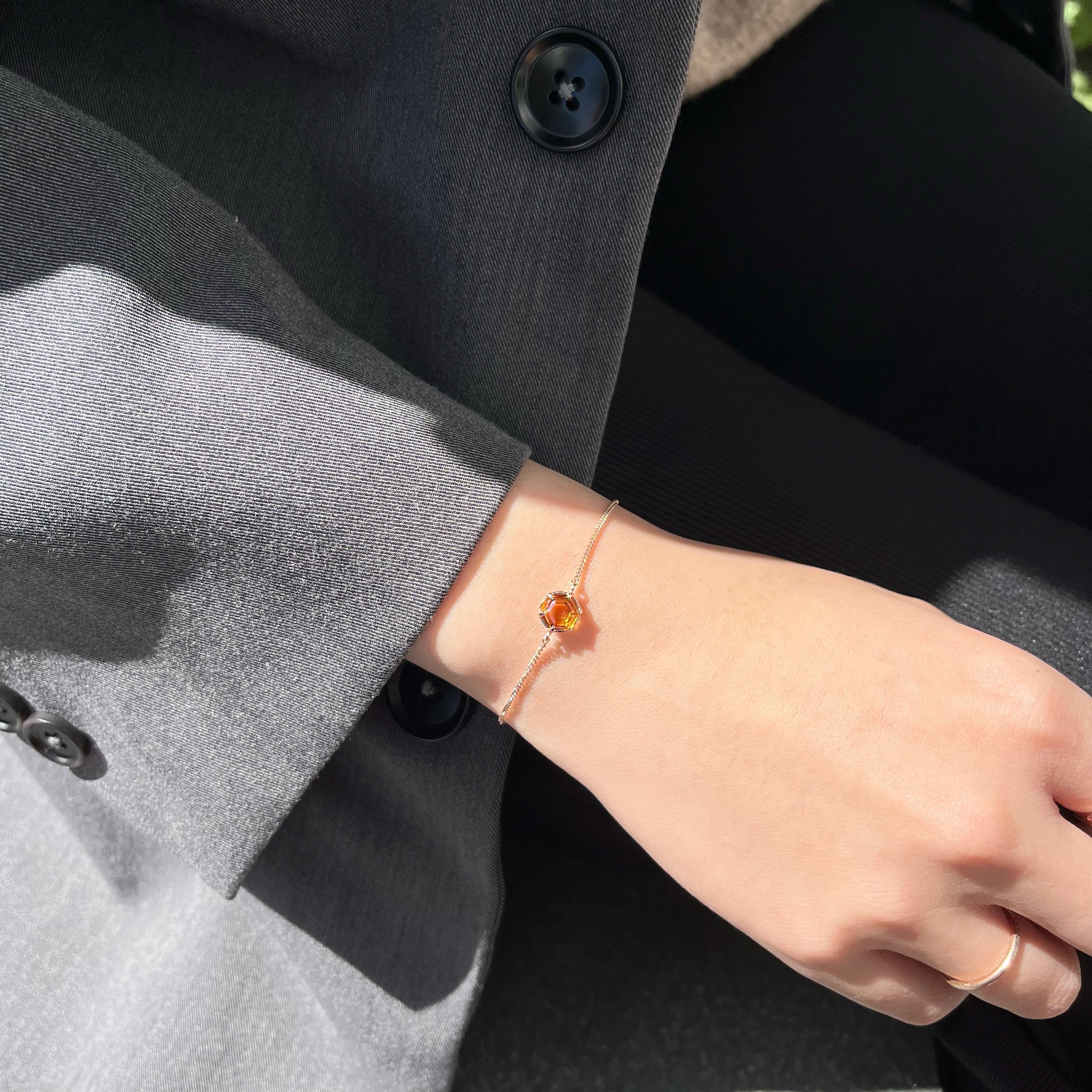 Big Hexagon黃水晶手鍊