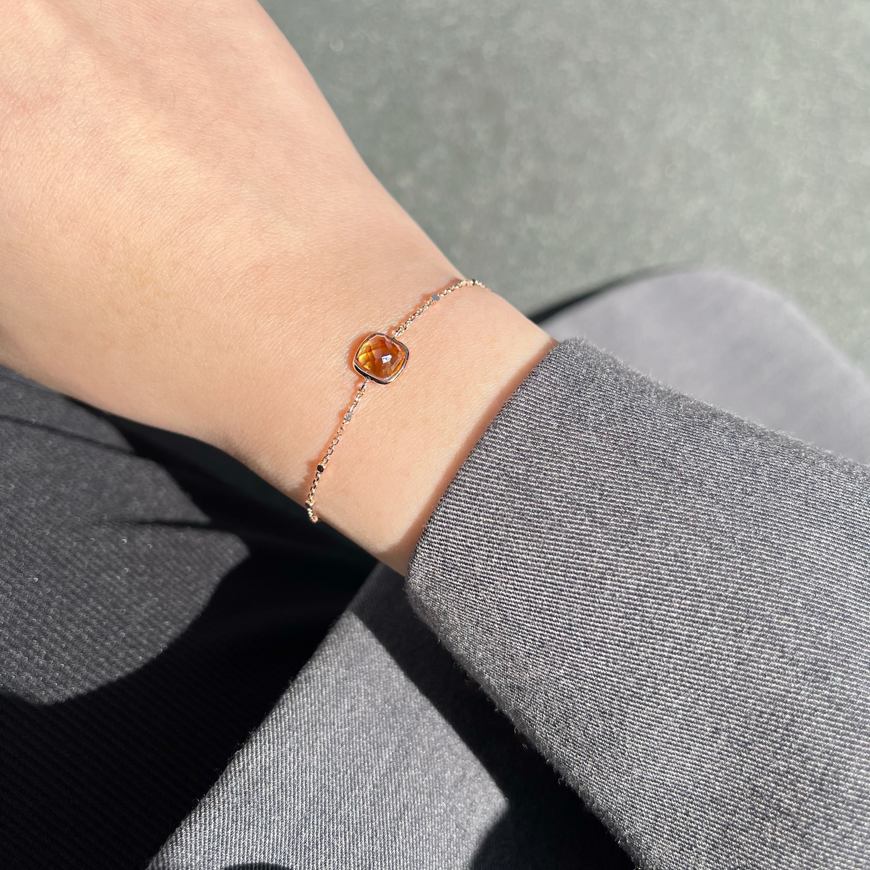 Cushion黃水晶方塊手鍊