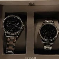 [S] FOSSIL BQ2644SET HIS & HER MULTIFUNCTION STAINLESS STEEL WATCH SET,SILVER, 796483550001 (SFF13)