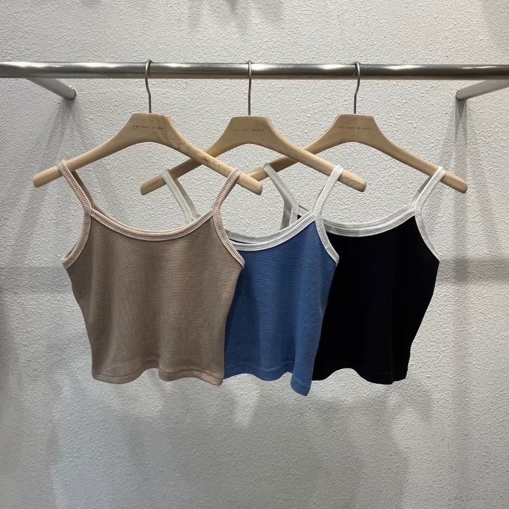 (現貨)窩夫格紋 拼色小背心｜3色