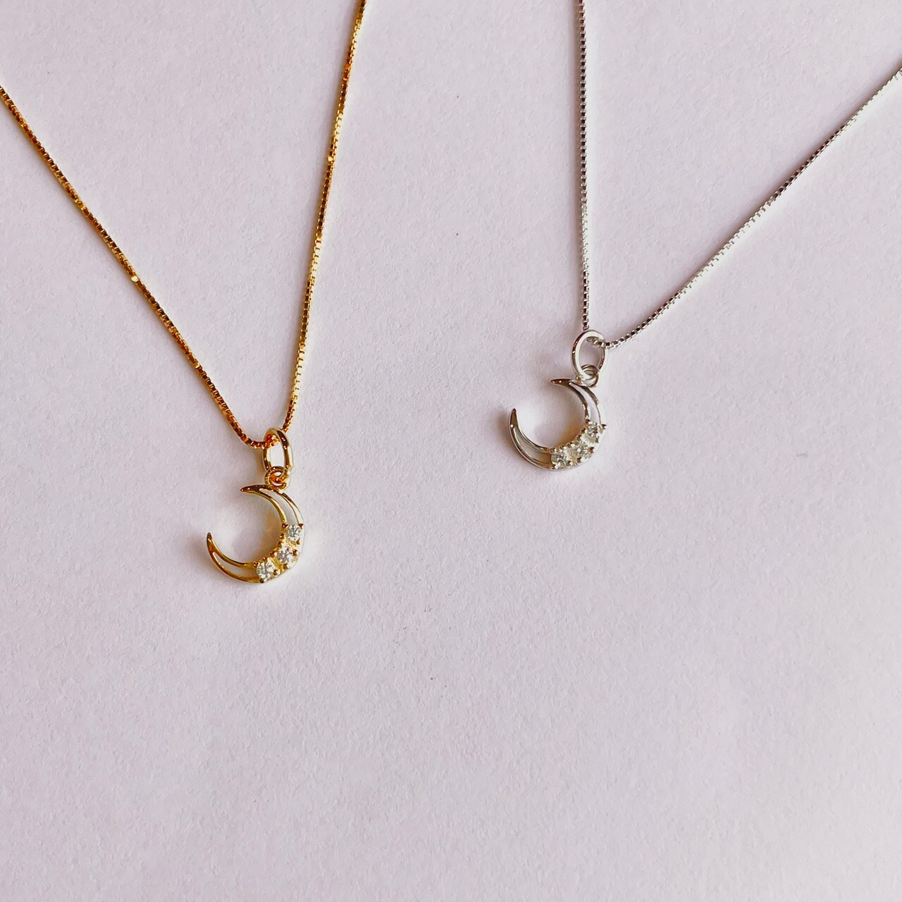│日常│閃耀月牙 • 微鑲鋯石 • 鎖骨鍊 • 純銀項鏈 • 抗過敏 S925