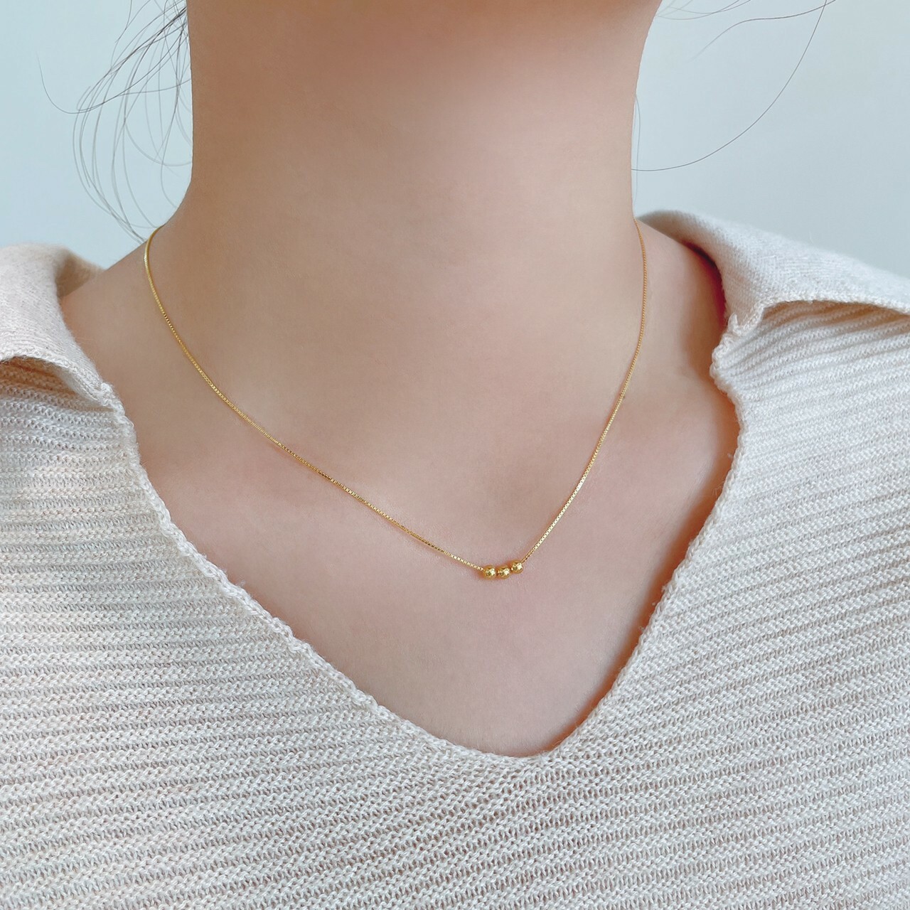 │日常│光珠串串 • 鎖骨鍊 • 純銀項鏈 • 可碰水 • 抗過敏 S925