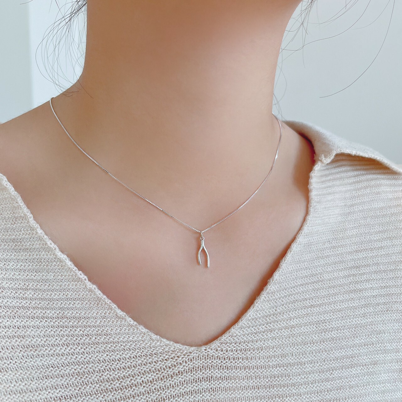 │日常│許願骨 • 鎖骨鍊 • 純銀項鏈 • 可碰水 • 抗過敏 S925
