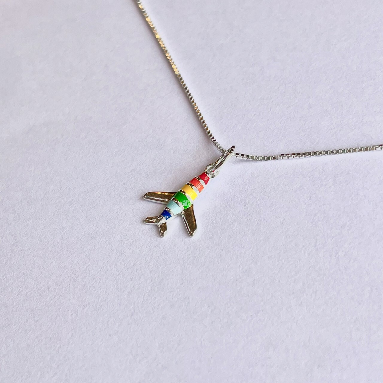 │日常│彩虹飛機 • 鎖骨鍊 • 純銀項鏈 • 抗過敏 S925