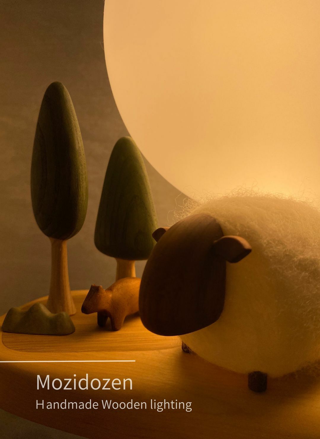 手工木製夜燈