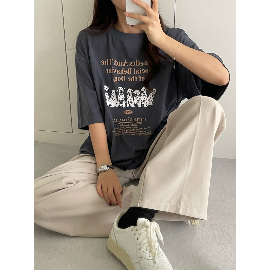 【imfine】最愛大麥町 印花英文字寬版棉T #9086