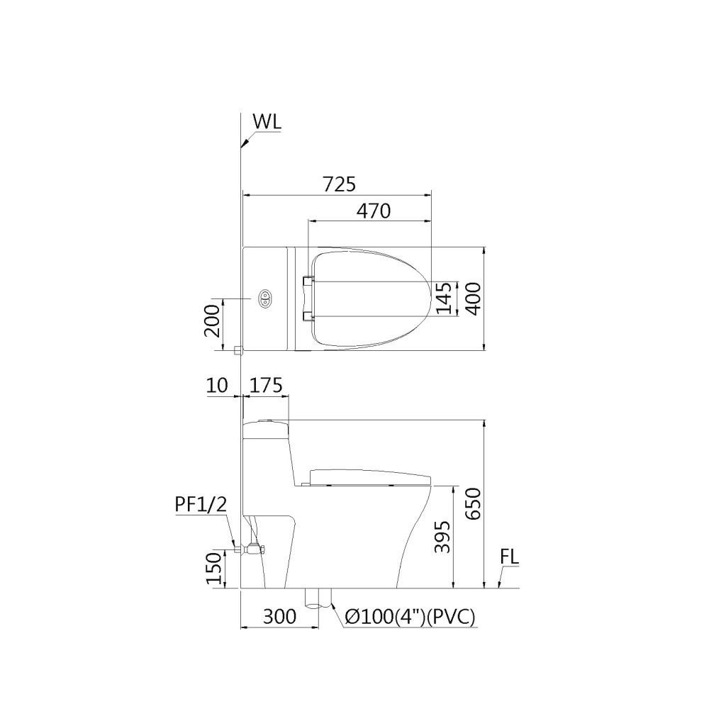凱撒 馬桶推薦型號 CF1356 / CF1456 二段式超省水單體馬桶