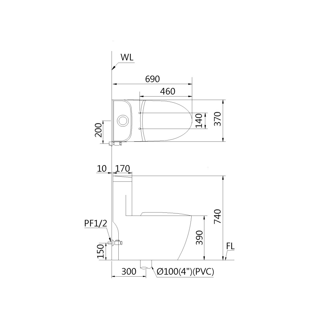 凱撒 馬桶推薦型號 C1364 / C1464 超省水單體馬桶 *