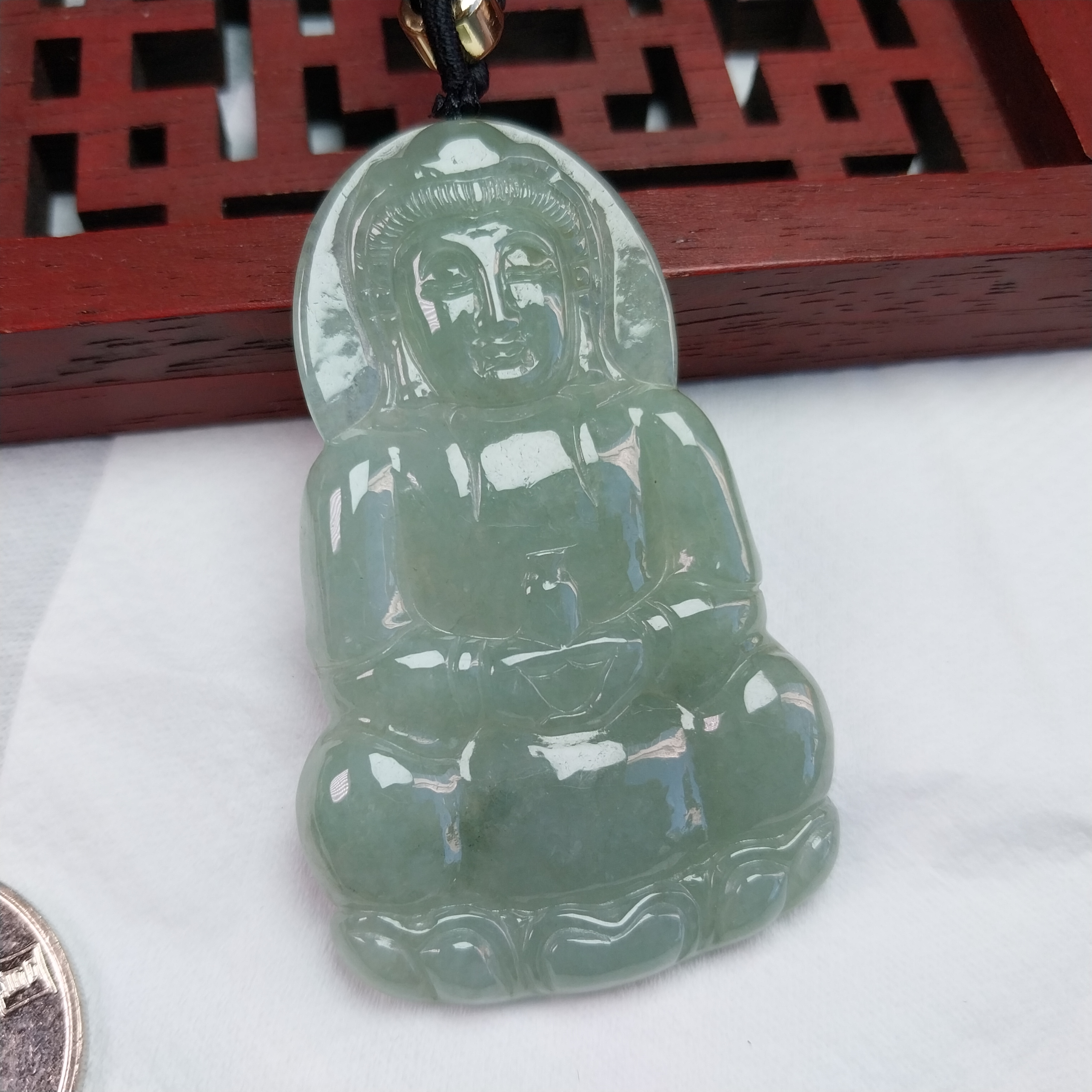 J2096 冰糯坐蓮觀音吊墜