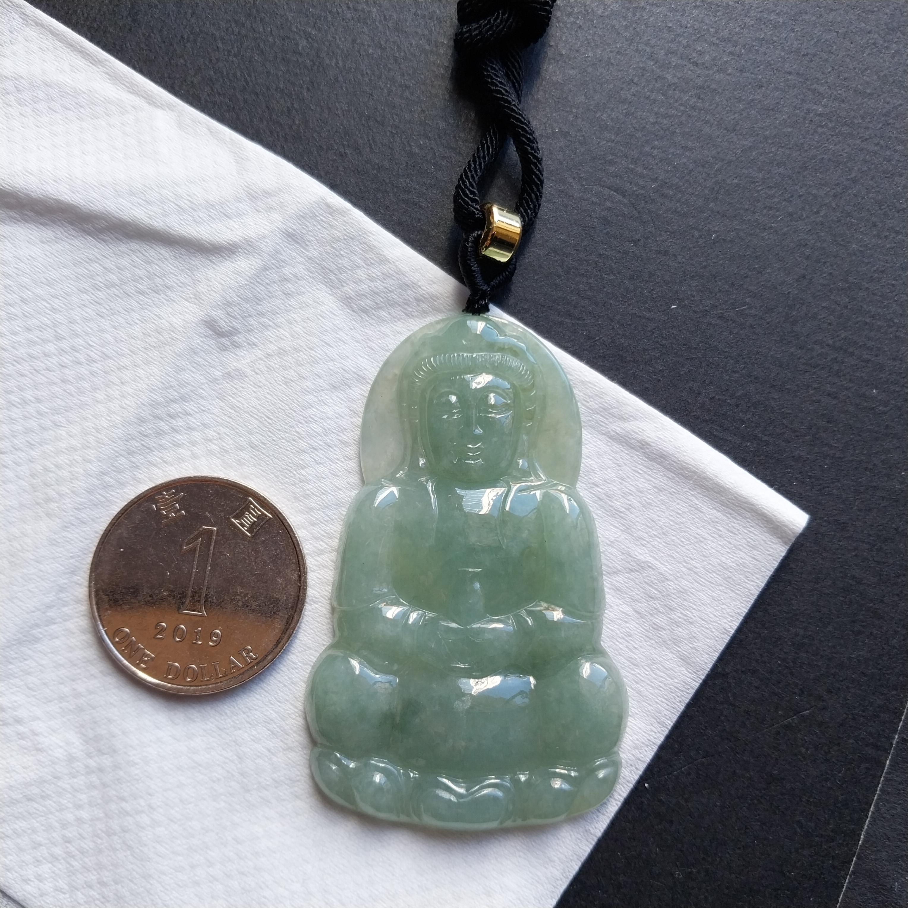 J2096 冰糯坐蓮觀音吊墜